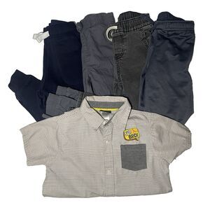 Toddler Boys Size 5 Clothing Bundle 5pc Button Down Shirt Pants Casual Set